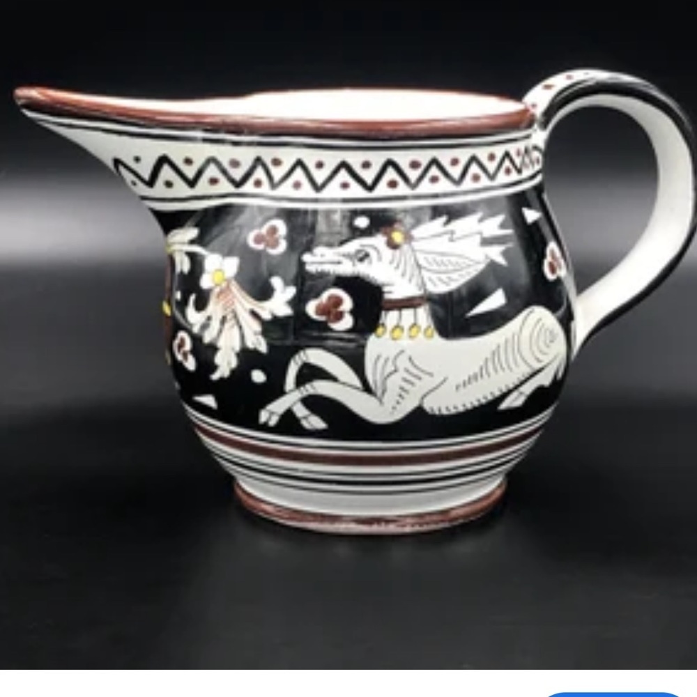 Vintage Deruta Majolica Deer Ceramic Sienna Italy Pitcher